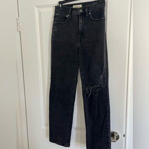 Madewell The Perfect Vintage Straight Jean in Rosella Wash: Ripped Edition